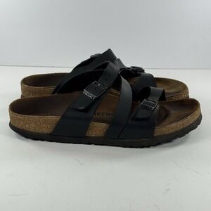 Birkenstock‎ Salina Sandals Black Leather Strappy Vacation Women's Size 37 EU